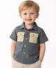 Spool Junior Cotton Woven Half Sleeves Striped Shirt - Grey
