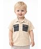 Spool Junior Cotton Woven Half Sleeves Striped Shirt - Cream