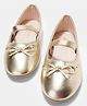 Pantaloons Junior Metallic Finish Bow Applique Detailed Slip On Ballerinas - Golden
