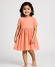 Somersault Cotton Woven Half Sleeves Solid Dress - Orange