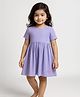 Somersault Cotton Woven Half Sleeves Solid Dress - Purple