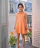 Somersault Cotton Knit Sleeveless Floral Embroidered Dress - Orange