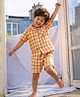 Somersault Cotton Woven Half Sleeves Gingham Checked Coordinating Shirt & Shorts Night Suit - Rust