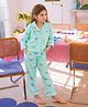 Somersault Cotton Woven Full Sleeves Moon Printed Coordinating Shirt & Pant Night Suit - Green
