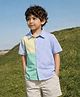 Somersault Cotton Woven Half Sleeves Colour Blocked & Striped Shirt - Multi Colour