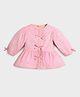 Somersault Cotton Woven Three Fourth Sleeves Striped & Bow Applique Detailed Peplum Top - Pink