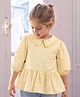Somersault Cotton Woven Three Fourth Sleeves Striped Frock Style Top - Yellow