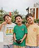 Somersault Cotton Knit Pack Of 3 Half Sleeves Animals Printed Tees - Green White & Yellow