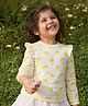 Somersault Cotton Knit Full Sleeves Lemons Printed Frill Detailed Tee - Ecru
