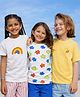 Somersault Cotton Knit Pack Of 3 Half Sleeves Rainbow & Floral Printed Tees - White & Yellow