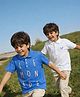 Somersault Cotton Knit Pack Of 2 Half Sleeves Brand Name & Lemonade Text Embroidered Polo Tees - White & Blue