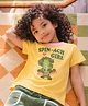 Somersault Cotton Knit Half Sleeves Spinach Girl Text Printed Tee - Yellow