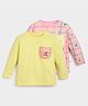 Somersault Cotton Knit Pack Of 2 Full Sleeves Checked & Brand Logo Embroidered Tees - Yellow & Pink