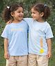 Somersault Cotton Knit Pack Of 2 Half Sleeves Brand Name & Nimbu Text Printed Tees - Blue & Green