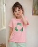 Somersault Cotton Knit Half Sleeves Leaves Printed Tee - Pink