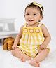 Somersault Cotton Woven Sleeveless Gingham Checked & Thread Work Embroidered Onesie - Yellow