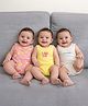 Somersault Cotton Knit Pack Of 3 Sleeveless Brand Name & Lemons Printed Onesies - Yellow Pink & White