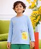 Somersault Cotton Knit Full Sleeves Lets Power Up Text Printed Tee - Blue
