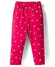 Doodle Poodle Single Jersey Knit Full Length Leggings With Heart Print - Red