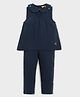 Somersault Cotton Woven Sleeveless Floral Embroidered Top & Trouser Set - Blue