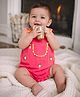Somersault Cotton Woven Sleeveless Lemons Embroidered Onesie - Pink