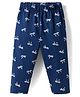 Doodle Poodle Single Jersey Knit Full Length Leggings With Bow Print - Navy Blue