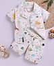 OLY KIDS Cotton Knit Half Sleeves Animal Printed Coordinating Shirt & Shorts With Tee Set - Green