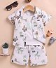 OLY KIDS Cotton Knit Half Sleeves Safari Theme Printed Coordinating Shirt & Shorts With Tee Set - Green