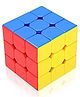 PARTEET 3x3 Sticker less Cube Puzzle Plastic Cube Smooth & Fast Turning Anti-Pop Design Intermediate Skill Level for All Occasions- Multicolor