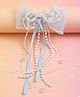 Takabee Bow Applique & Pearls Detailed Hair Clip - Blue