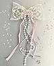 Takabee Bow Applique Detailed Pearl & Beads Embellished Alligator Hair Clip - Light Pink