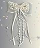 Takabee Bow Applique Detailed Pearl & Beads Embellished Alligator Hair Clip - Off White
