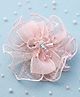 Takabee Floral Applique & Beads Detailed Alligator Hair Clip - Peach