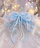 Takabee Bow Applique & Beads Detailed Sequins Embellished Alligator Hair Clip - Blue