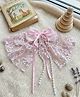 Takabee Bow Applique & Beads Detailed Sequins Embellished Alligator Hair Clip - Light Pink