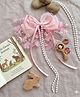 Takabee Pearl & Sequins Embellished Floral & Bow Applique Detailed Alligator Hair Clip - Dark Pink