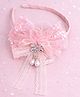 Takabee Lace Stone & Pearl Embellished Bow Applique Detailed Hair Band - Peach