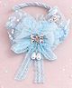 Takabee Floral Lace Sequin Pearl & Stone Embellished Bow Applique Detailed Hair Band - Blue