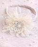 Takabee Pearls Embellished Floral Applique Detailed Hair Band - Cream