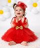 Foreverkidz Satin Woven Sleeveless Bow Applique Detailed Dress - Red