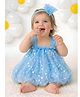 Foreverkidz Net Woven Sleeveless Glittered Heart Embellished Dress - Blue