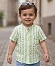 Babyoye Cotton Woven Half Sleeves Striped Shirt - Light Green