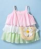 Little Kangaroos Knit Sleeveless Layered Party Top with Sling Bag & Sequin Detailing - Yellow