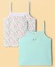 Honeyhap Premium Cotton Elastane Knit with Bio Finish Sleeveless Slips with Floral Print Pack of 2 - Bright White & Bay