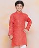 AJ Dezines Cotton Blend Woven Full Sleeves Bandhani Printed Kurta - Red