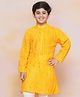 AJ Dezines Cotton Blend Woven Full Sleeves Bandhani Printed Kurta - Mustard