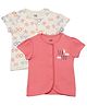 MINI KLUB Cotton Knit Pack Of 2 Half Sleeves Beach Theme  Printed Vests - Pink & White