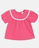 MINI KLUB Cotton Woven Half Sleeves Lace Embellished Top - Pink