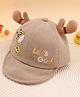 KIDLINGSS Giraffe & Lets Go Text Embroidered Ear Applique Detailed Cap - Beige - Circumference- 47 - 50 Cm