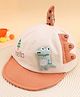 KIDLINGSS Hello Text Embroidered Dinosaur Applique Detailed Cap - Orange - Circumference- 47 - 50 Cm